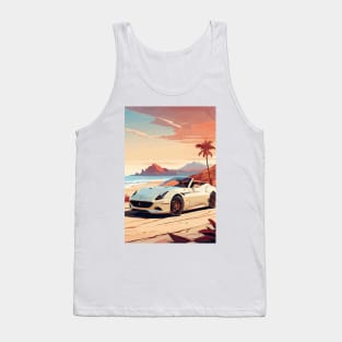 White Italian Car Sea Side Poster Tank Top